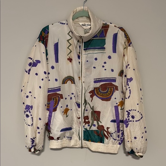 Vintage 100% silk windbreaker Feel Free by G. C. Size medium - Picture 1 of 6
